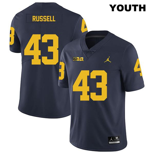 Youth NCAA Michigan Wolverines Andrew Russell #43 Navy Jordan Brand Authentic Stitched Legend Football College Jersey EE25C11WZ